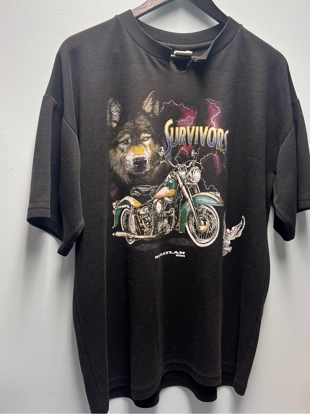 VTG Harley Davidson 3D Emblem Survivors Black Grapic Motorcycley Tee - Mazatlan - Picture 3 of 8